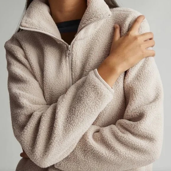Everlane Renew Fleece Half-Zip Pullover - Oatmeal - Picture 2 of 8